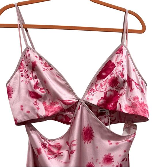 NWT Reformation Poppies Silk Dress – Floral Print | 100% Silk | Romantic Maxi - Picture 4 of 11